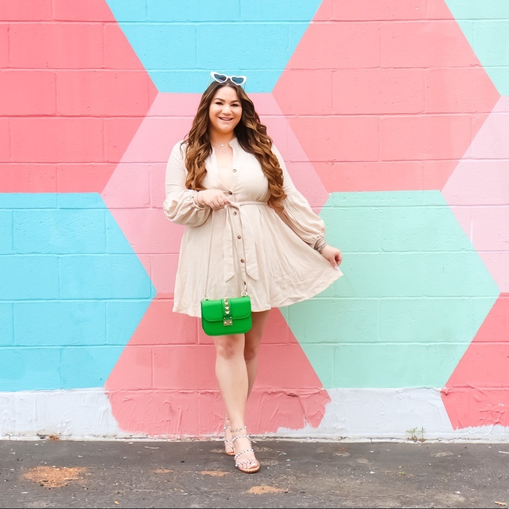 NEW Beige Button Front Dress